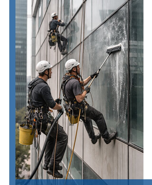 Профессиональная высотная мойка фасадов зданий в Красноярске