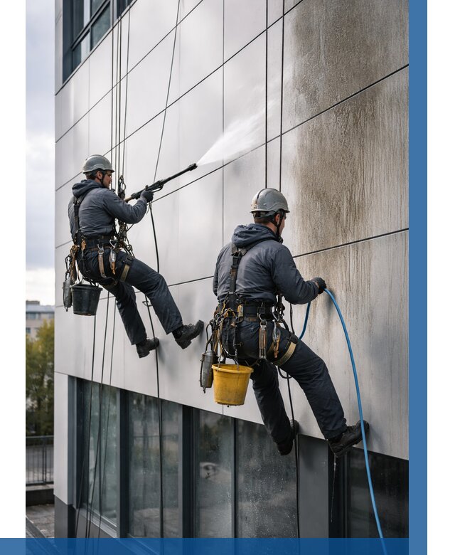 Мойка фасада из композита в Красноярске по цене от 305 р. | ВЫСОТНИК-Крс