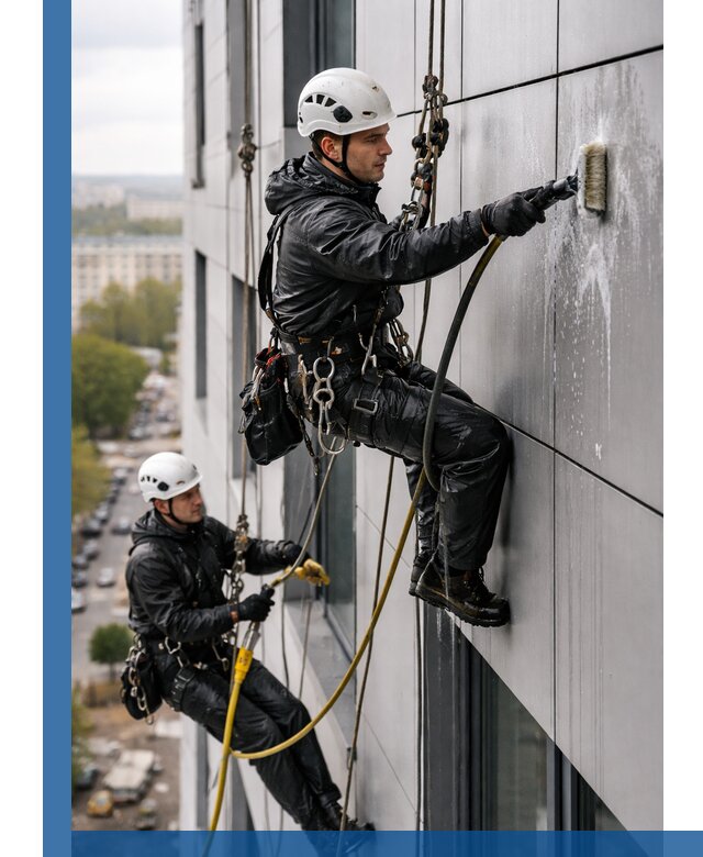 Профессиональная мойка фасада из композита в Красноярске