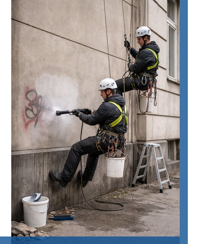 Удаление граффити с фасада в Красноярске от 4572 р. | ВЫСОТНИК-Крс