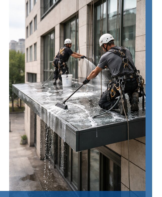 Мойка козырьков и навесов в Красноярске от 3556 р. | ВЫСОТНИК-Крс