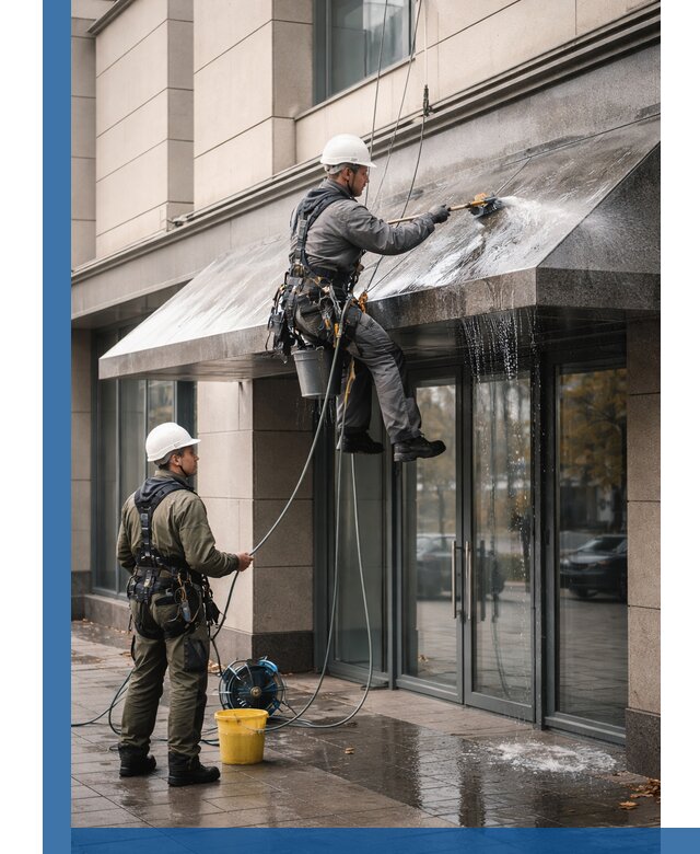 Профессиональная мойка козырьков и навесов в Красноярске