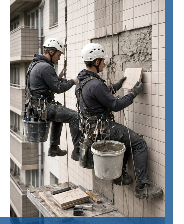 Ремонт облицовки фасада плиткой в Красноярске от 1829 р. | ВЫСОТНИК-Крс