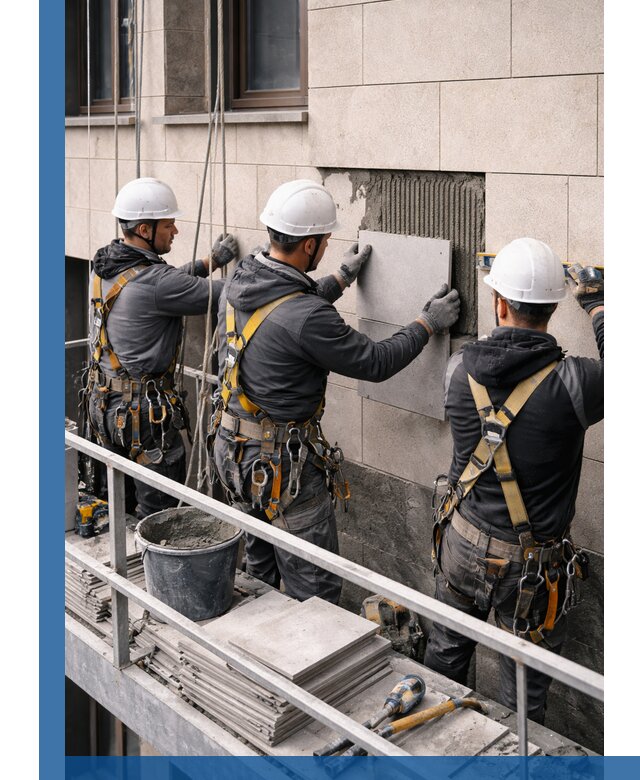 Ремонт облицовки фасада плиткой в Красноярске с гарантией