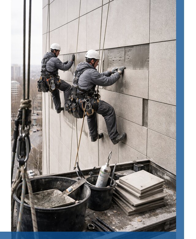 Ремонт фасада из керамогранита в Красноярске от 2540 р. | ВЫСОТНИК-Крс