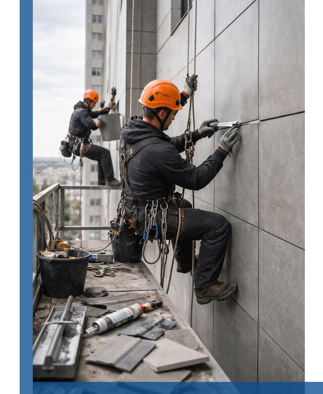 Профессиональный ремонт фасада из керамогранита в Красноярске