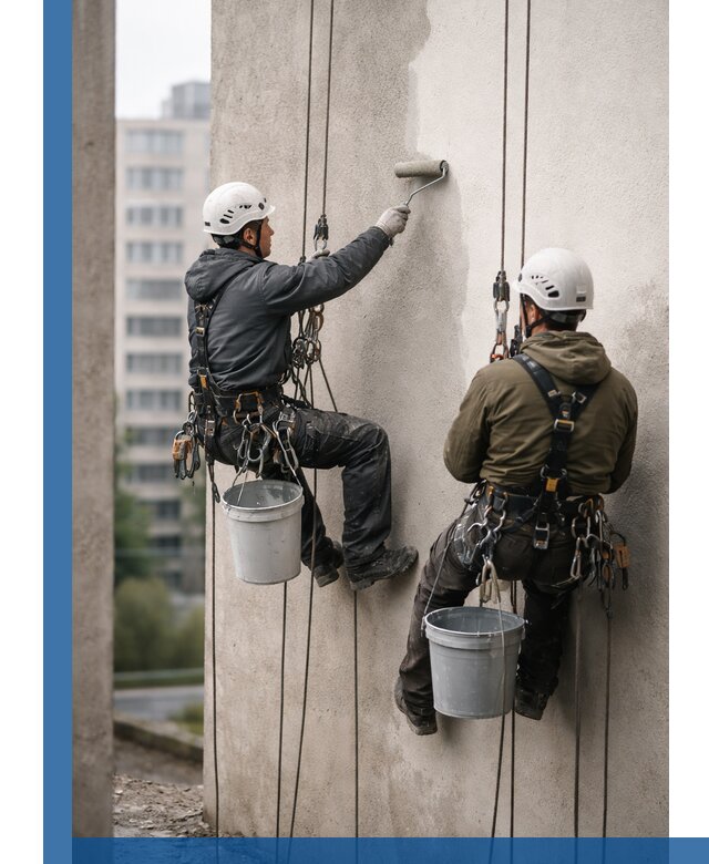 Покраска фасадов высотными альпинистами в Красноярске с гарантией