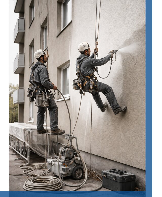 Безвоздушная покраска фасада в Красноярске от 224 р/м² | ВЫСОТНИК-Крс