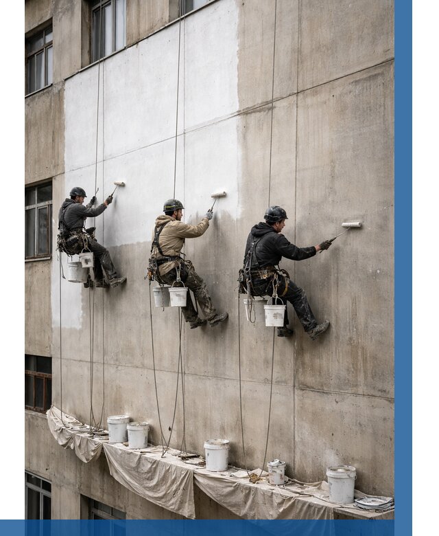 Покраска бетонного фасада в Красноярске от 356 р за м2 | ВЫСОТНИК-Крс