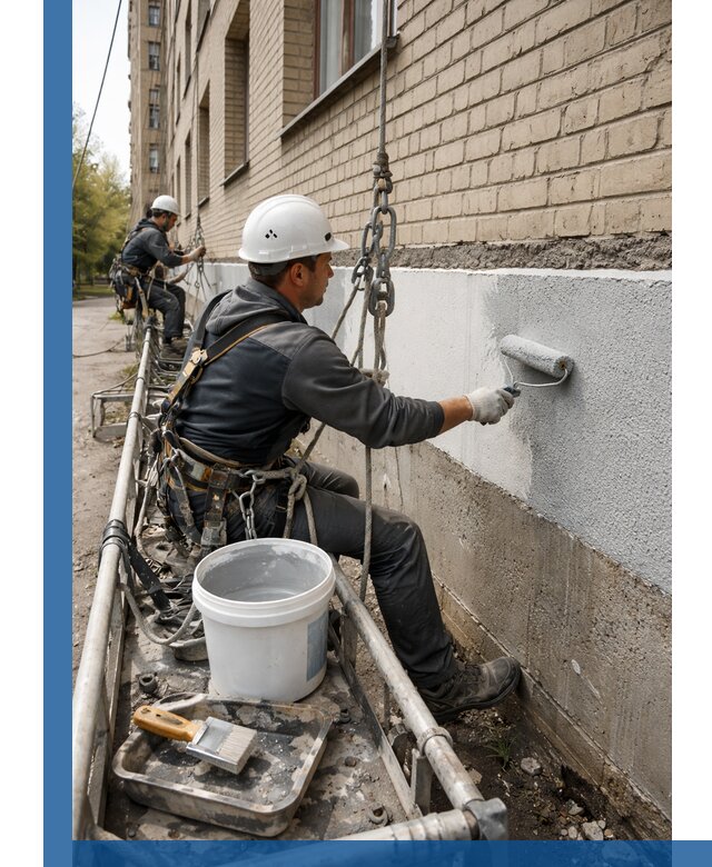 Окраска цоколя здания в Красноярске профессионально и надежно