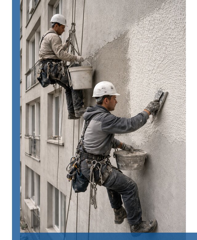 Нанесение декоративной штукатурки короед на фасад в Красноярске