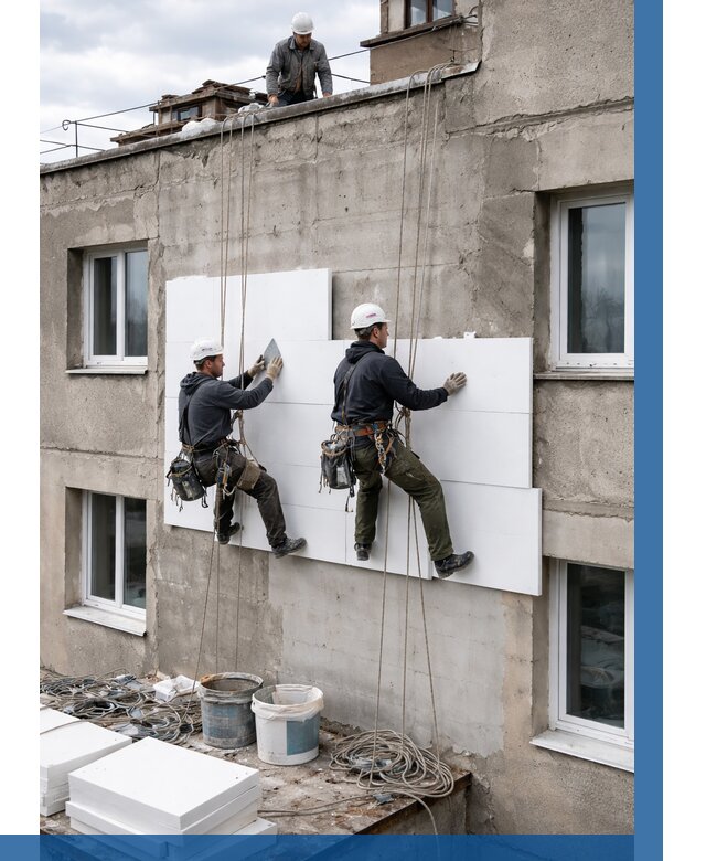 Утепление фасада пенополистиролом в Красноярске от 1829 р. | ВЫСОТНИК-Крс