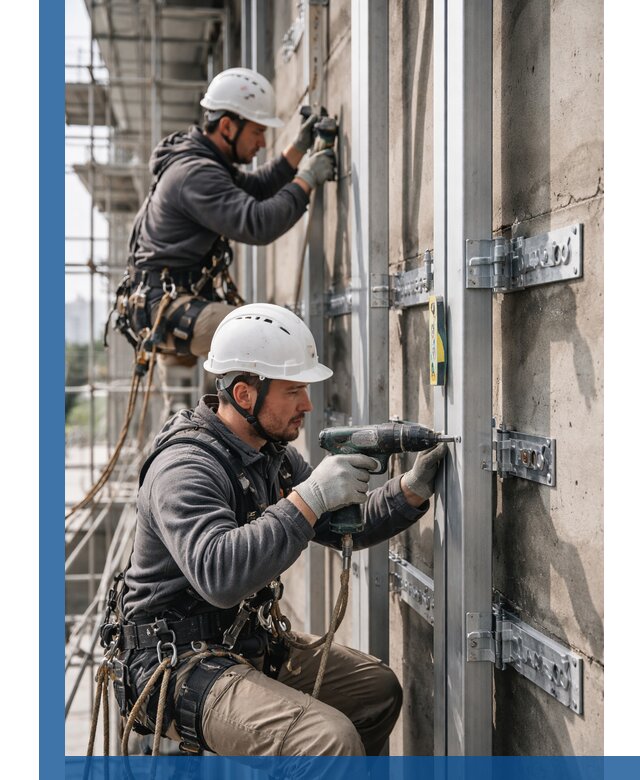 Монтаж и крепление подсистемы вентфасада в Красноярске