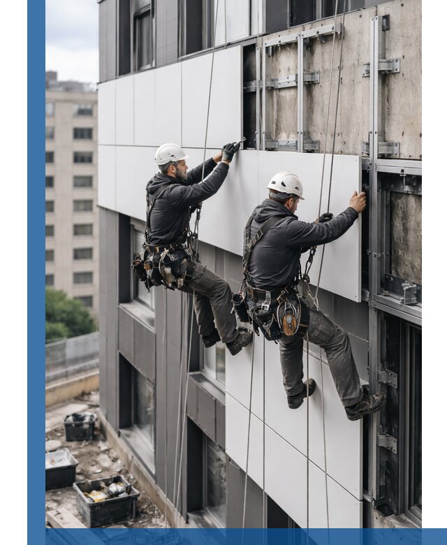 Монтаж композитных панелей фасада в Красноярске под ключ