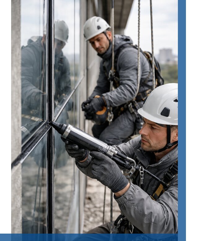 Герметизация витражных швов в Красноярске от 660 р. | ВЫСОТНИК-Крс