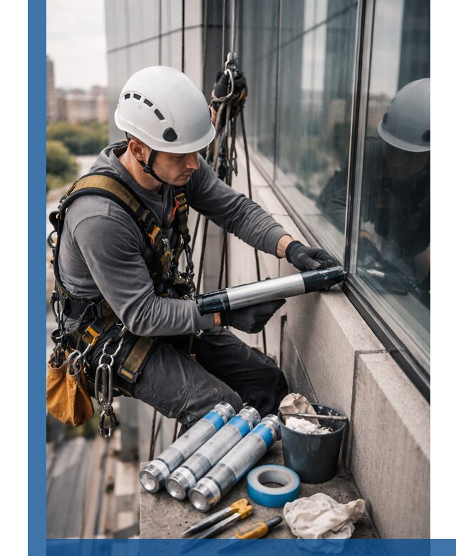 Герметизация стыков витража в Красноярске для герметичных фасадов