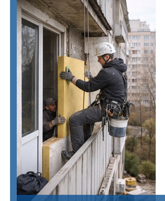 Профессиональное утепление балкона снаружи в Красноярске под ключ