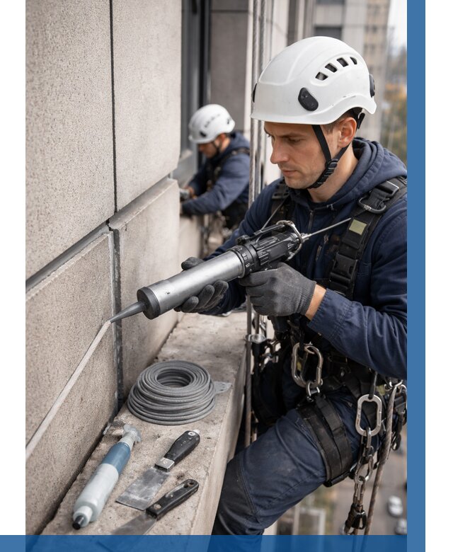 Герметизация деформационных швов фасада в Красноярске от 711 | ВЫСОТНИК-Крс