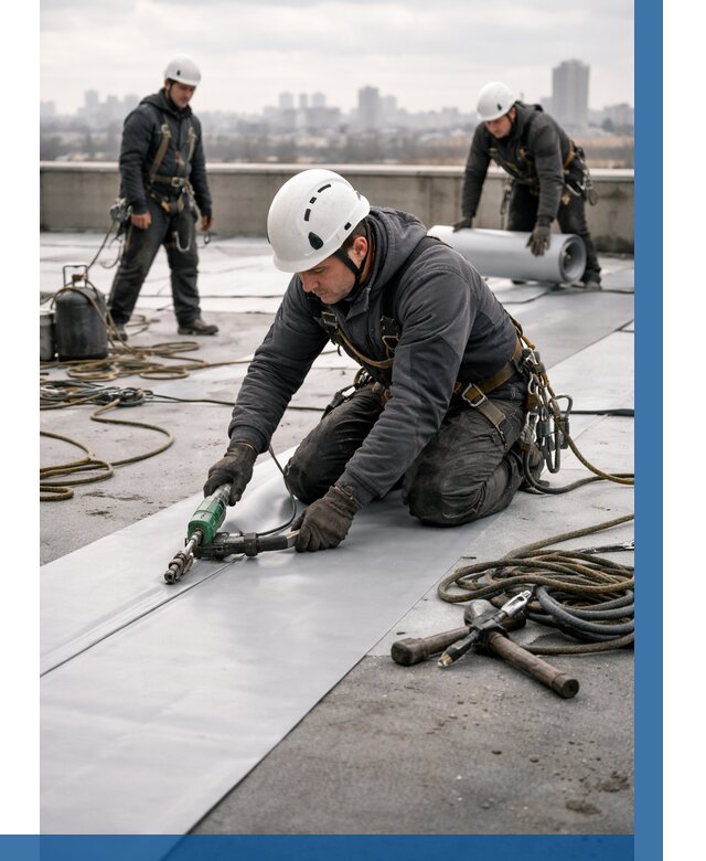 Ремонт мембранной кровли в Красноярске от 1829 р./м2 | ВЫСОТНИК-Крс