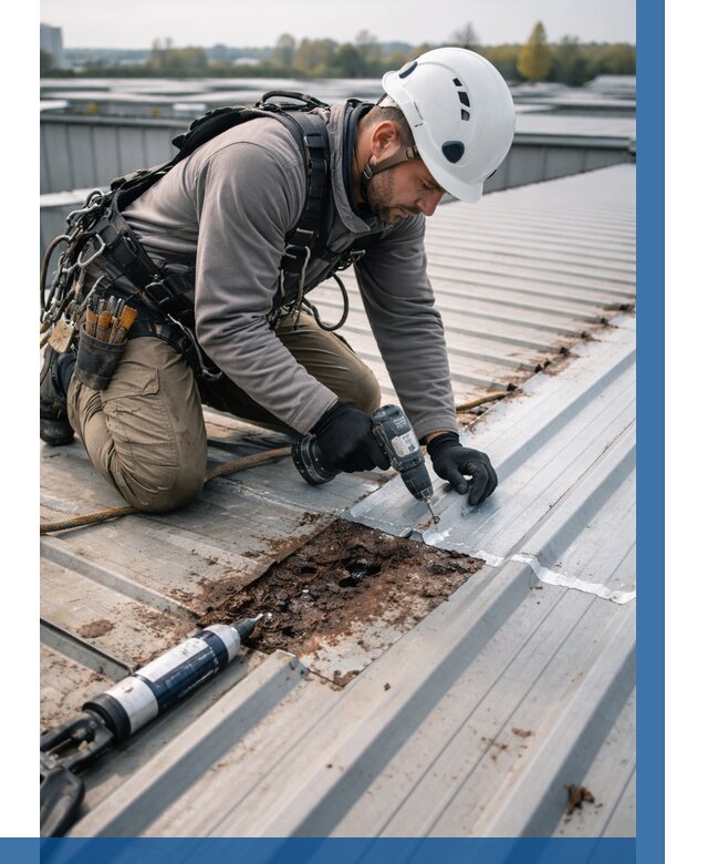 Ремонт профнастила на кровле в Красноярске от 711 р. | ВЫСОТНИК-Крс