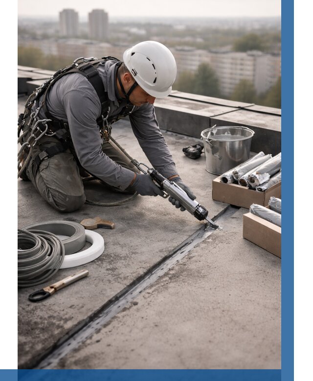 Герметизация швов кровли в Красноярске от 457 р./м2 | ВЫСОТНИК-Крс