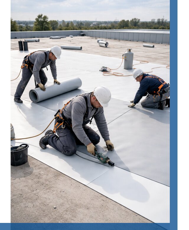 Монтаж мембранной кровли под ключ в Красноярске от 1219 р. | ВЫСОТНИК-Крс