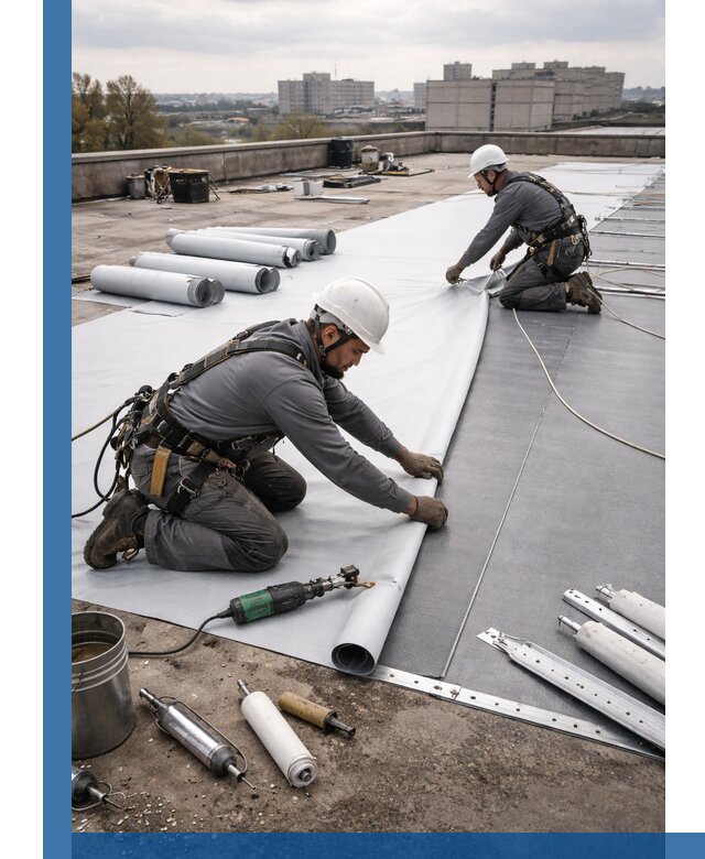 Монтаж мембранной кровли в Красноярске для промышленных зданий