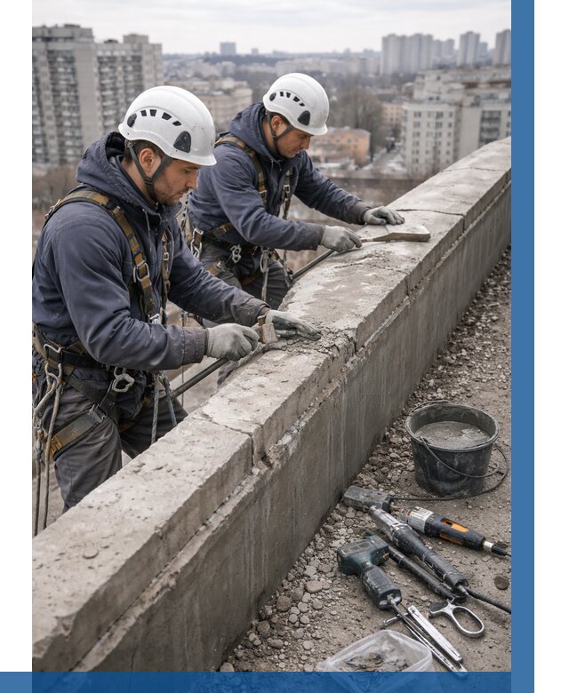 Ремонт парапета на кровле в Красноярске от 1524 р. | ВЫСОТНИК-Крс