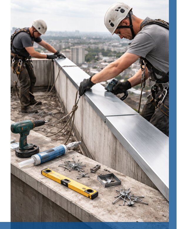 Монтаж парапетных крышек в Красноярске от 813 р. | ВЫСОТНИК-Крс