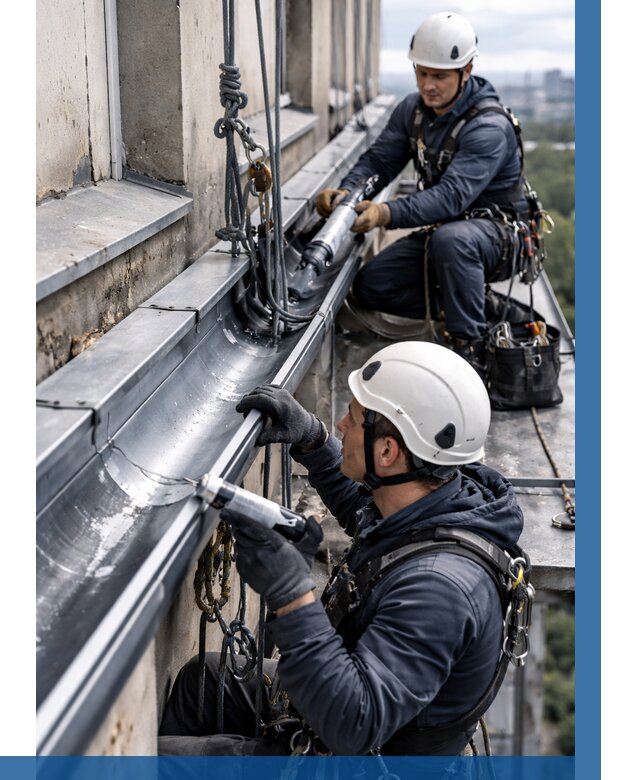 Ремонт водосточных желобов в Красноярске от 6604 р. | ВЫСОТНИК-Крс