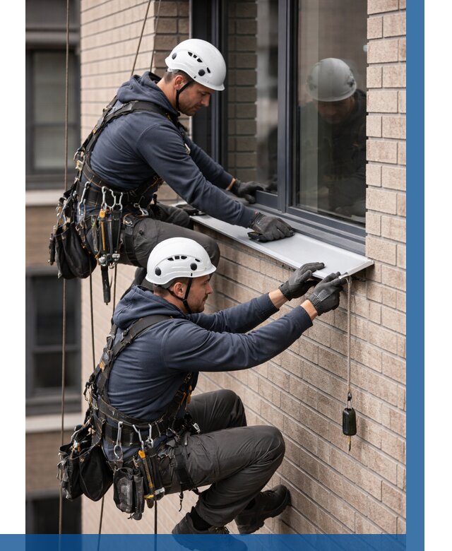 Монтаж оконных отливов под ключ в Красноярске от 3556 р. | ВЫСОТНИК-Крс