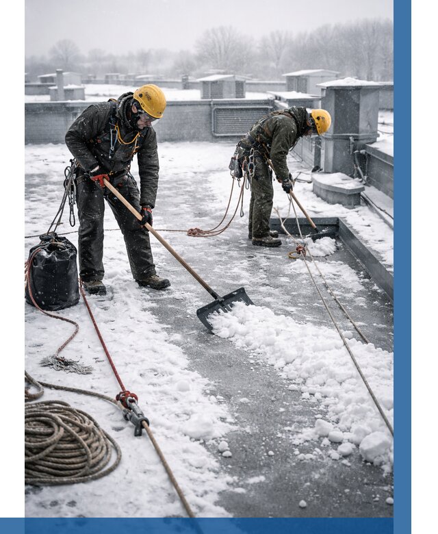 Очистка крыши от снега в Красноярске от 7620 р. | ВЫСОТНИК-Крс