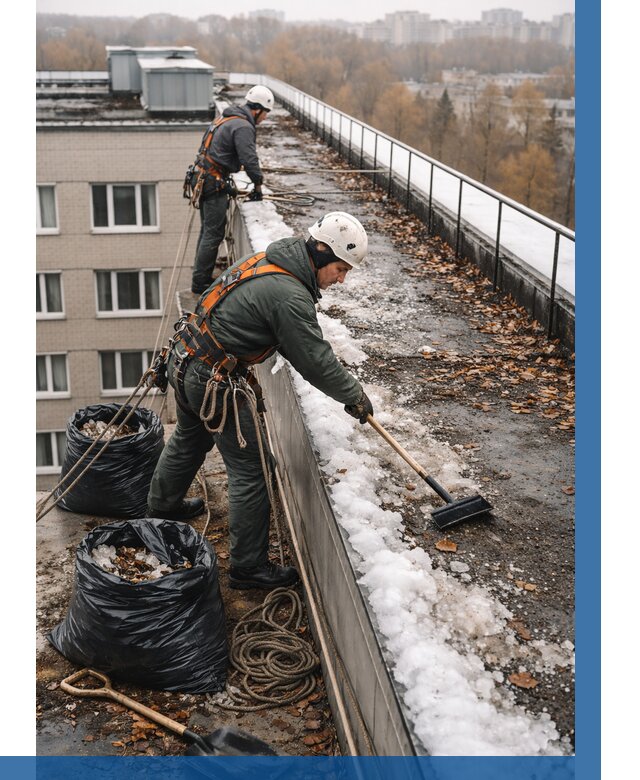 Очистка кровли по периметру в Красноярске от 559 р. | ВЫСОТНИК-Крс