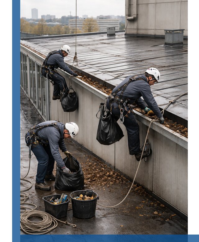 Очистка кровли по периметру в Красноярске силами промышленных альпинистов