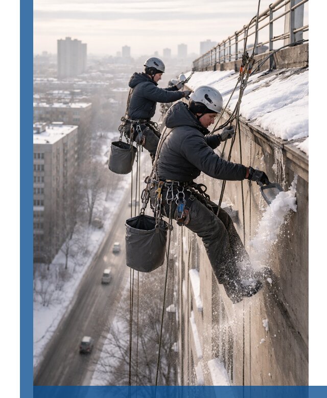 Очистка карнизов от снега в Красноярске профессионально и безопасно