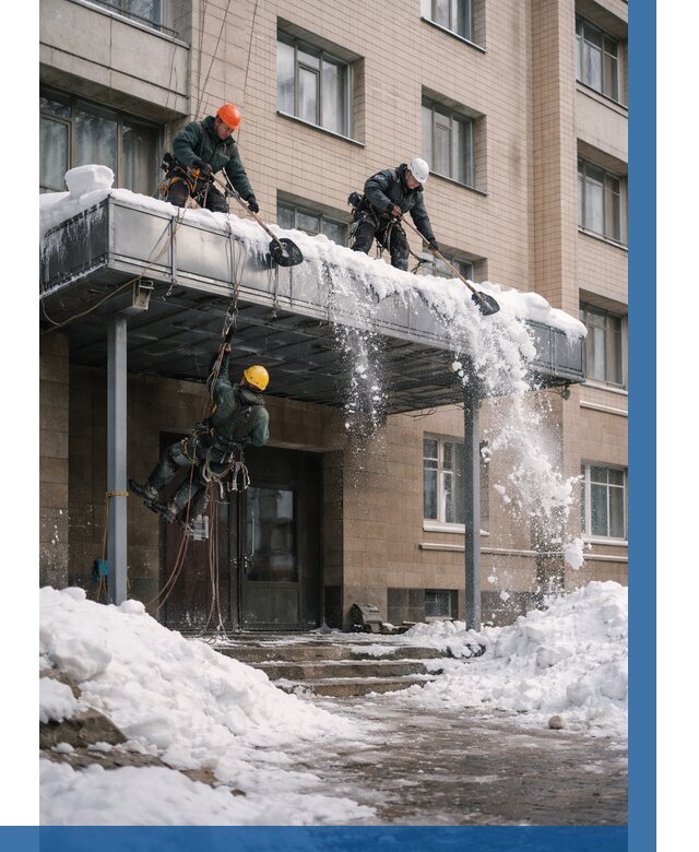 Очистка козырьков от снега в Красноярске от 3556 р. | ВЫСОТНИК-Крс