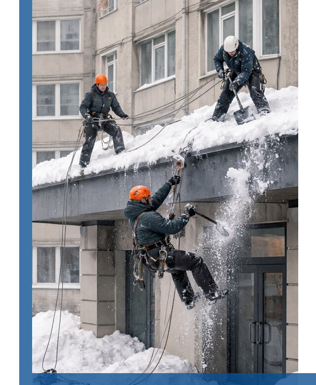 Безопасная очистка навесов от снега в Красноярске круглогодично