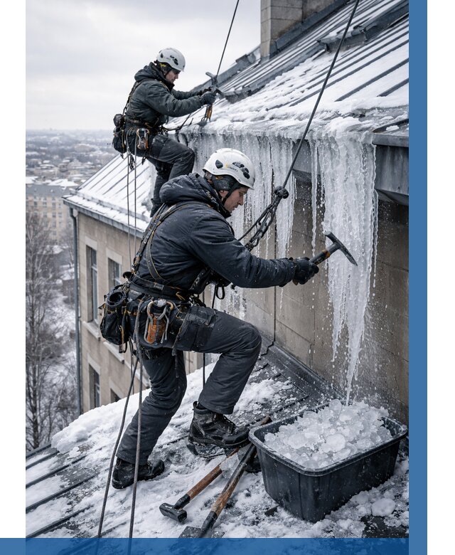 Удаление наледи с кровли в Красноярске от 5588 р. | ВЫСОТНИК-Крс