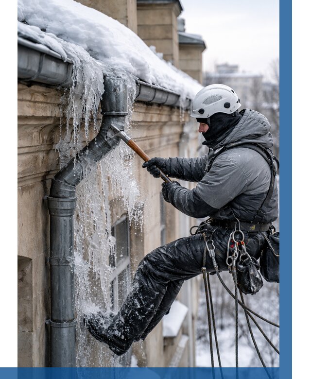 Очистка водостоков от льда в Красноярске от 3556 р. | ВЫСОТНИК-Крс