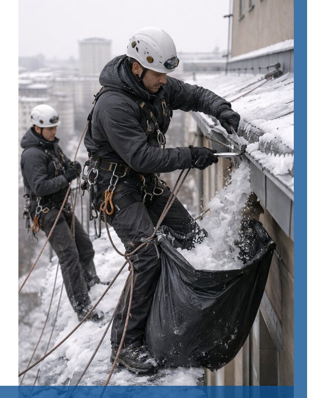 Аварийная очистка крыши в Красноярске под ключ от 305 р. | ВЫСОТНИК-Крс