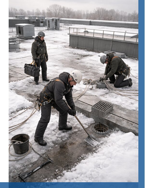 Абонентское обслуживание кровли зимой в Красноярске от 8128 р. | ВЫСОТНИК-Крс