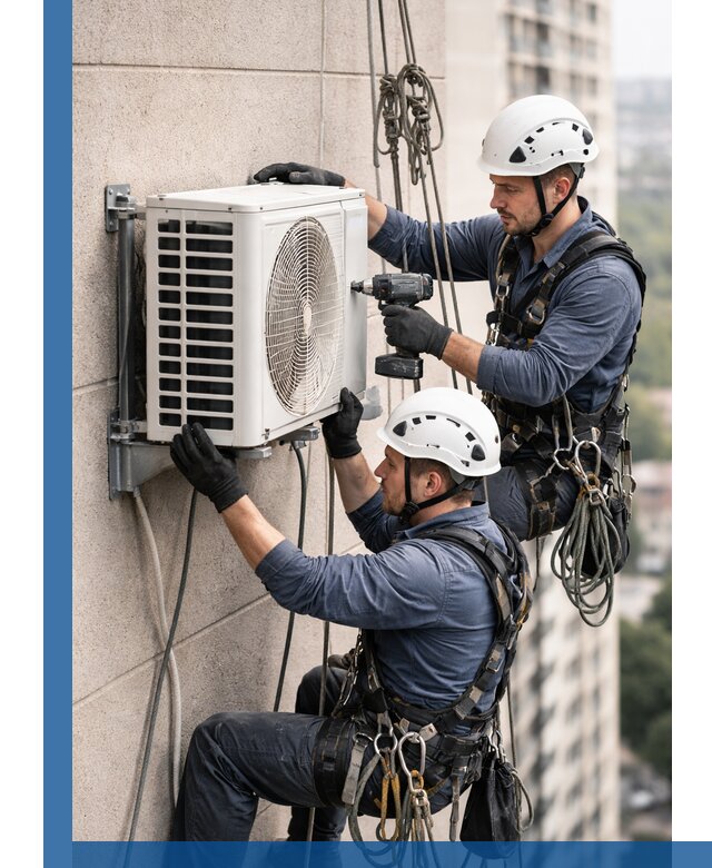 Монтаж внешнего блока кондиционера в Красноярске установка и крепление