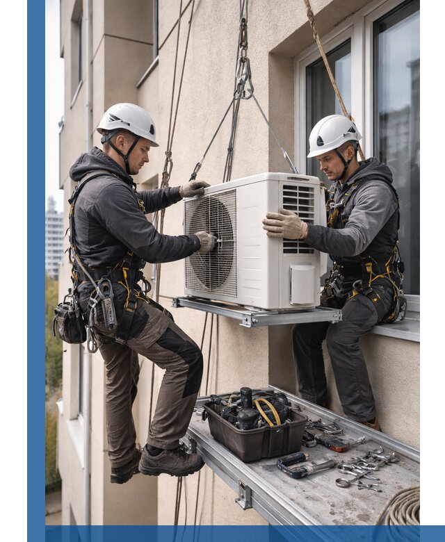 Перенос внешнего блока кондиционера в Красноярске с монтажом и крепежом