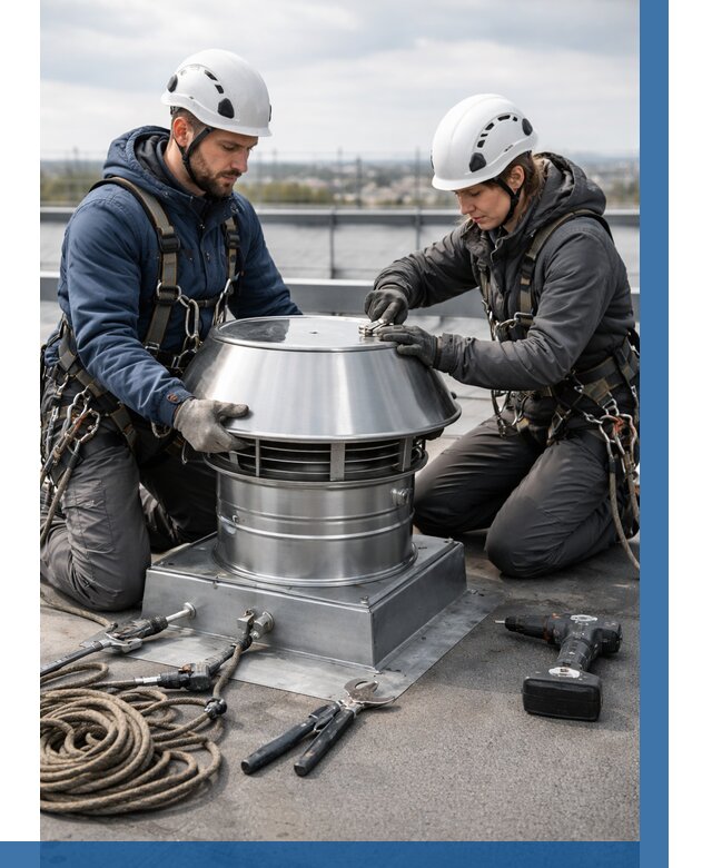 Установка дефлекторов на кровле в Красноярске от 4572 р. | ВЫСОТНИК-Крс