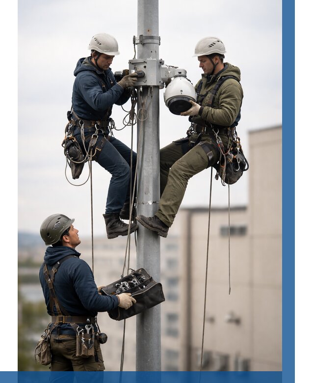 Установка видеокамер на мачте в Красноярске от 8636 р. | ВЫСОТНИК-Крс