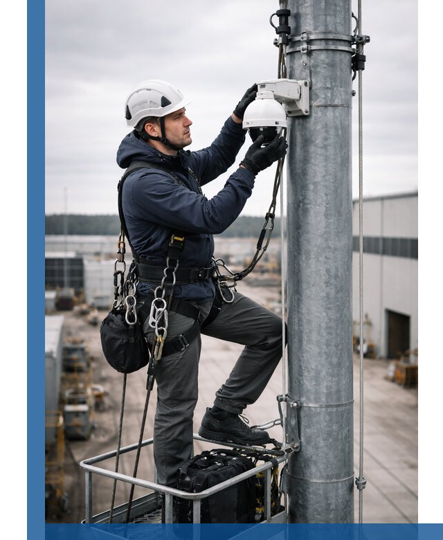 Профессиональная установка видеокамер на мачте в Красноярске