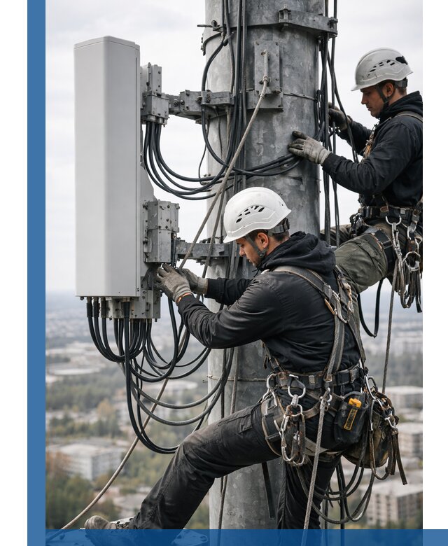 Монтаж оборудования связи на мачте в Красноярске с пусконаладкой