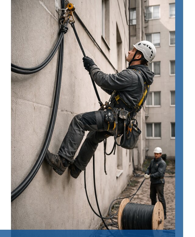 Протяжка кабеля питания на высоте в Красноярске от 457 р. | ВЫСОТНИК-Крс