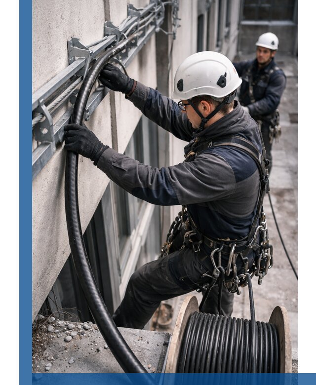 Протяжка кабеля питания на высоте в Красноярске с гарантией безопасности и качества