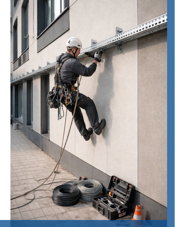 Монтаж кабельных лотков на фасаде в Красноярске от 1219 р. | ВЫСОТНИК-Крс